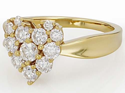 Pre-Owned MOISSANITE FIRE® 1.02CTW DEW ROUND BRILLIANT 14K YELLOW GOLD OVER SILVER HEART RING - Size 7