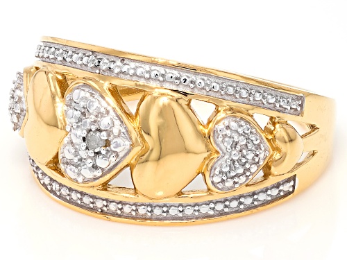 Pre-Owned Emulous™ Round White Diamond Accent 14k Yellow Gold Over Brass Heart Band Ring - Size 7
