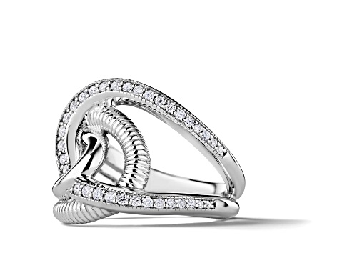 Pre-Owned Judith Ripka Couture Eternity 0.37ctw Diamond Rhodium Over Sterling Silver Intertwined Rin - Size 6