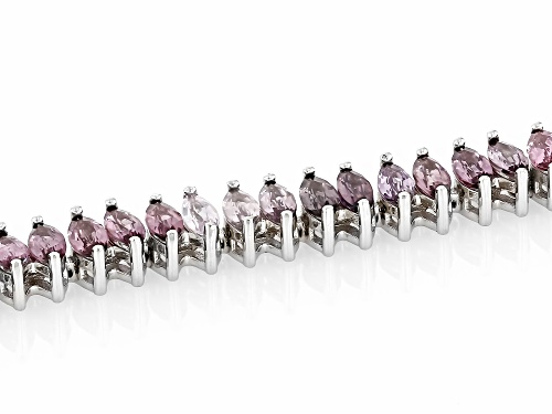 Pre-Owned 7.85ctw Marquise Multi Color Spinel Rhodium Over Sterling Silver Tennis Bracelet - Size 8