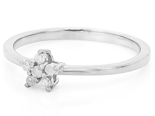 Pre-Owned 0.14ctw Round White Diamond Platinum Over Sterling Silver Cluster Ring - Size 6