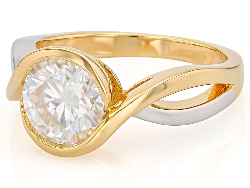 Pre-Owned MOISSANITE FIRE® 1.90CT DEW 14K YELLOW GOLD OVER PLATINEVE TWO TONE RING - Size 6