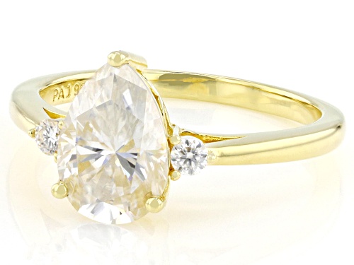 Pre-Owned MOISSANITE FIRE® 2.20CTW DEW PEAR AND ROUND BRILLIANT 4K YELLOW GOLD OVER SILVER RING - Size 9
