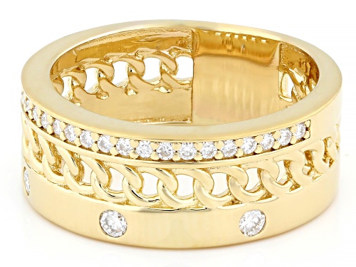 Pre-Owned MOISSANITE FIRE® 0.29CTW DEW ROUND BRILLIANT 14K YELLOW GOLD OVER SILVER RING - Size 7