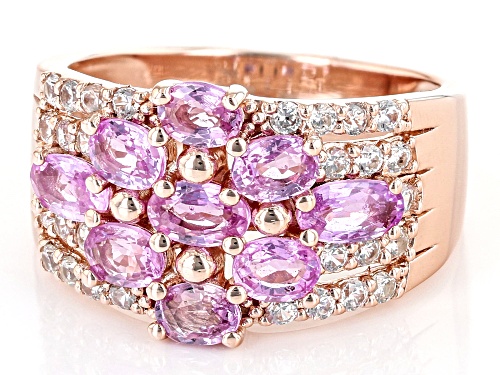 Pre-Owned Exotic Jewelry Bazaar™ 1.56ctw Ceylon Pink Sapphire & .56ctw Zircon 18k Rose Gold Over Sil - Size 10