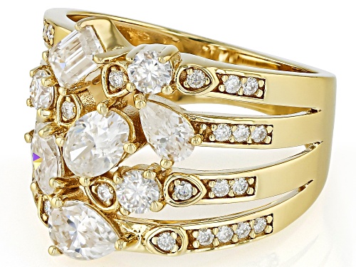 Pre-Owned MOISSANITE FIRE® 2.30CTW DEW 14K YELLOW GOLD OVER SILVER SCATTERED DESIGN RING - Size 5