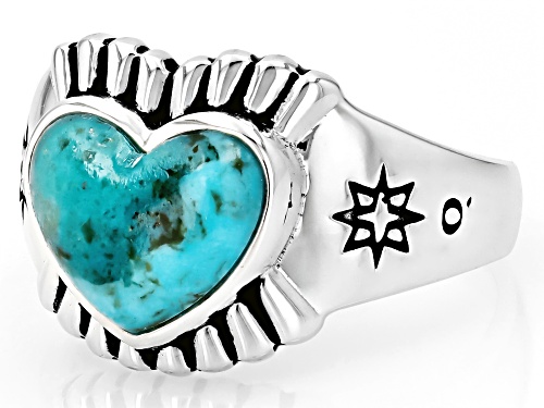 Pre-Owned Southwest Style by JTV™ Blue Turquoise Sterling Silver Heart Ring - Size 9