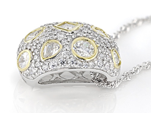 Pre-Owned Bella Luce® 3.11ctw White Diamond Simulant Rhodium And 14k Yellow Gold Over Sterling Silve