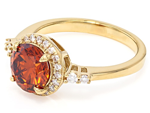 Pre-Owned 5.50ct Strontium Titanate With 0.25ctw Round Moissanite 18k Yellow Gold Over Sterling Silv - Size 6