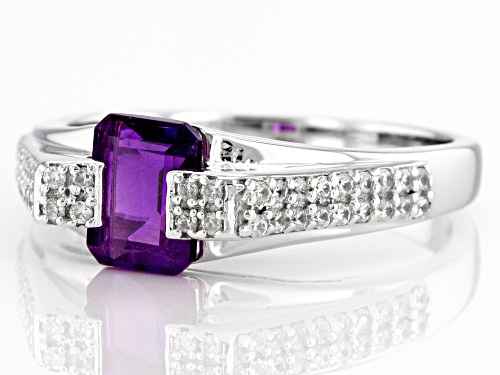 Pre-Owned 1.87ctw Amethyst With White Zircon Rhodium Over Sterling Silver Ring - Size 11