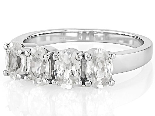 Pre-Owned 0.61ctw Oval White Zircon Rhodium Over Sterling Silver Ring - Size 8
