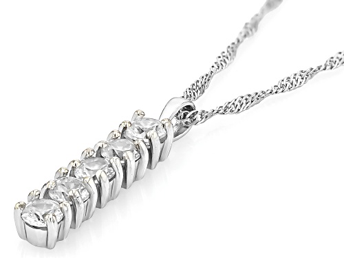 Pre-Owned 1.75ctw Round White Zircon Rhodium Over Sterling Silver Pendant with Chain
