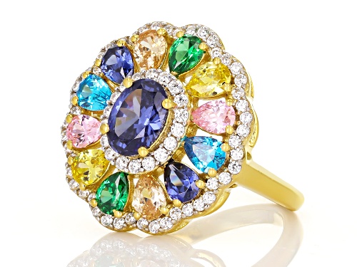 Pre-Owned Bella Luce® Esotica™ 4.77ctw Multi-gem Simulants Eterno™ Yellow Ring - Size 7