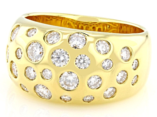 Pre-Owned MOISSANITE FIRE® 1.39CTW DEW ROUND BRILLIANT 14K YELLOW GOLD OVER SILVER RING - Size 7