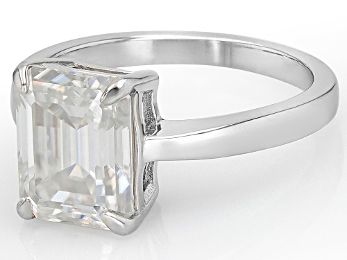 Pre-Owned MOISSANITE FIRE® 3.55CT DEW EMERALD CUTPLATINEVE®  SOLITAIRE RING - Size 6