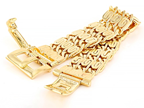 Pre-Owned Moda Al Massimo™ 18k Yellow Gold Over Bronze Buckle Clasp Bracelet - Size 7.5