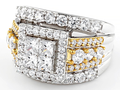 Pre-Owned Bella Luce® 4.75ctw White Diamond Simulant Rhodium Over Sterling Silver Ring(2.87ctw DEW) - Size 9