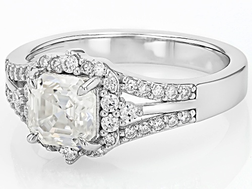 Pre-Owned MOISSANITE FIRE® 1.43CTW DEW ASSCHER CUT AND ROUND BRILLIANT PLATINEVE® RING - Size 8