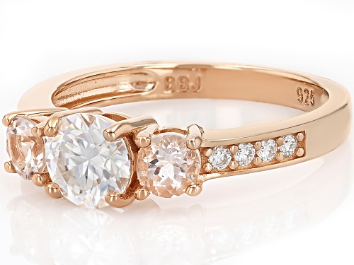 Pre-Owned MOISSANITE FIRE® .96CTW DEW AND MORGANITE 14K ROSE GOLD OVER STERLING SILVER RING - Size 7