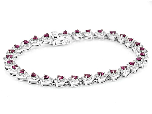 Pre-Owned 2.90ctw Rhodolite With 0.47ctw White Zircon Rhodium Over Sterling Silver Bracelet - Size 8