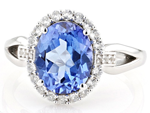 Pre-Owned 2.88ct Butterfly Blue Topaz with 0.33ctw White Topaz Rhodium Over Sterling silver Ring - Size 9