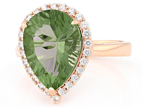 Pre-Owned 7.00ct Color Change Zandrite(R) With 0.48ctw White Zircon 18k Rose Gold Over Sterling Silv - Size 10