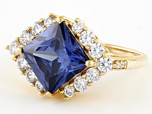 Pre-Owned Bella Luce® Esotica™ 7.42ctw Tanzanite And White Diamond Simulants Eterno™ Yellow Ring - Size 9