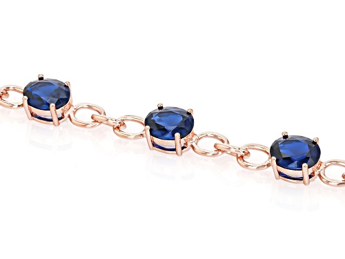 Pre-Owned Timna Jewelry Collection™13.25ctw Lab Created Blue Spinel Copper Station Bracelet - Size 7.25