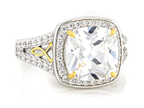 Pre-Owned Vanna K™ For Bella Luce® 7.43ctw White Diamond Simulant Eterno™ Yellow and Platineve® Ring - Size 8