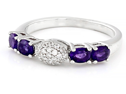 Pre-Owned 0.60ctw Amethyst with 0.18ctw White Zircon Platinum Over Sterling Silver Ring - Size 10