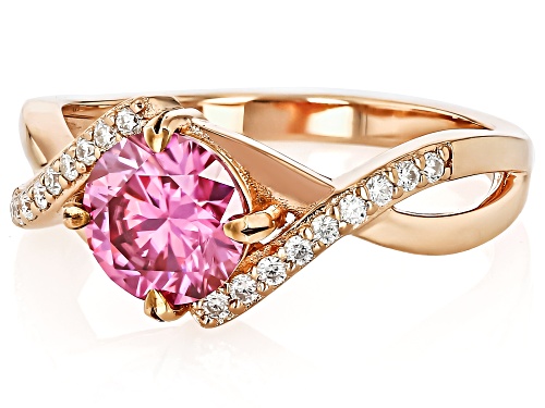 Pre-Owned MOISSANITE FIRE® & PINK MOISSANITE 1.38CTW DEW 14K ROSE GOLD OVER SILVER RING - Size 7