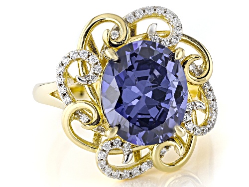 Pre-Owned Bella Luce® Esotica™ 7.51ctw Tanzanite And White Diamond Simulants Eterno™ Yellow Ring - Size 9