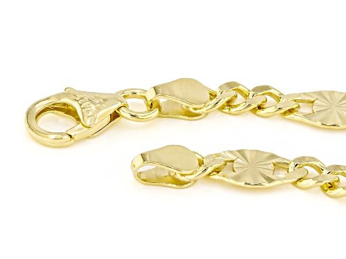 Pre-Owned Argento Oro™ 18k Gold Over Sterling Silver 5.6mm Curb with Starburst Mariner Station Link - Size 8