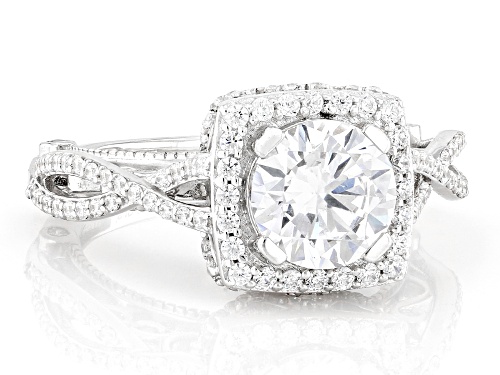 Pre-Owned Bella Luce® 4.30ctw White Diamond Simulant Platinum Over Sterling Silver Ring(2.60ctw DEW) - Size 5