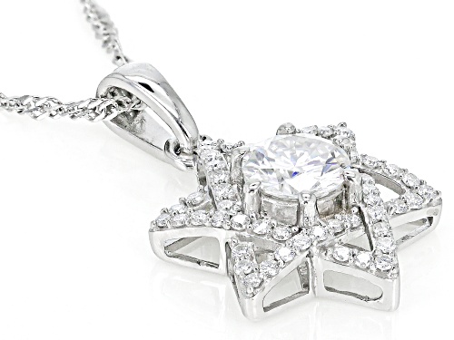 Pre-Owned MOISSANITE FIRE(R) 1.34CTW DEW ROUND BRILLIANT PLATINEVE(R) STAR OF DAVID PENDANT & CHAIN