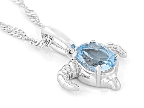 Pre-Owned 0.81ct Glacier Topaz™ Rhodium Over Sterling Silver Capricorn Birthstone Pendant With Chain
