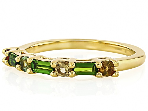 Pre-Owned 0.46ctw Chrome Diopside With 0.29ctw Multi Tourmaline 18k Yellow Gold Over Sterling Silver - Size 10