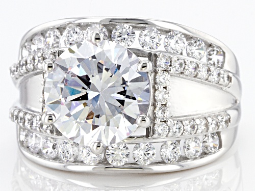 Pre-Owned Bella Luce® 9.14ctw White Diamond Simulant Platinum Over Sterling Silver Ring (5.12ctw DEW - Size 5