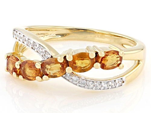 Pre-Owned 0.90ctw Yellow Sapphire With 0.11ctw White Zircon 18k Yellow Gold Over Sterling Silver Rin - Size 10