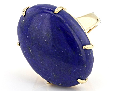 Pre-Owned 25x18mm Lapis Lazuli 18k Yellow Gold Over Sterling Silver Solitaire Ring - Size 6