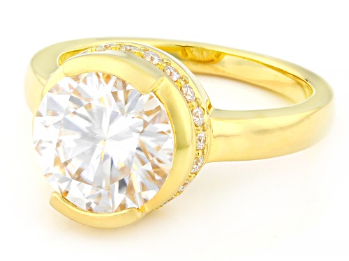 Pre-Owned MOISSANITE FIRE® 4.02CTW DEW ROUND BRILLIANT 14K YELLOW GOLD OVER SILVER RING - Size 8