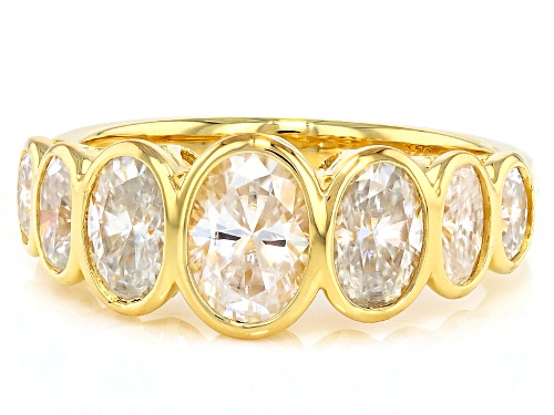 Pre-Owned MOISSANITE FIRE® 2.72CTW DEW OVAL 14K YELLOW GOLD OVER SILVER RING - Size 8