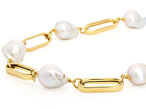 Pre-Owned Perla Milano™ 12mm White Cultured Freshwater Pearl 18k Yellow Gold Over Bronze 23 Inch Nec - Size 23