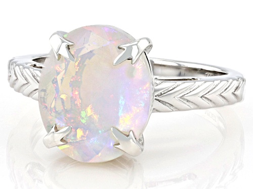 Pre-Owned 1.99ct Ethiopian Opal Rhodium Over Sterling Silver Solitaire Ring - Size 7