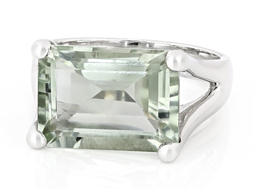Pre-Owned 6.30ctw Prasiolite Rhodium Over Sterling Silver Ring - Size 7