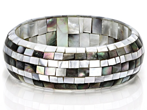 Pre-Owned Black And White Tahitian Mother-Of-Pearl Bangle