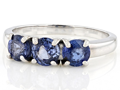 Pre-Owned 1.55ctw Blue Sapphire Rhodium Over Sterling Silver Ring - Size 7