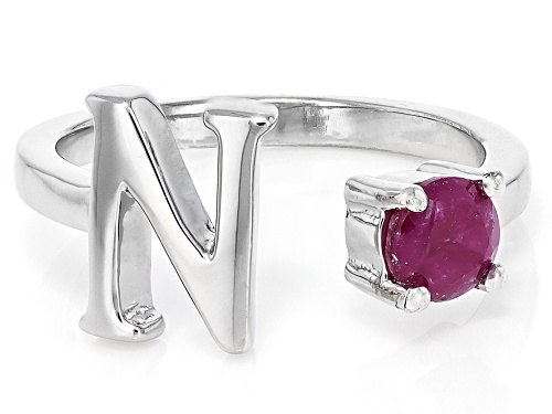 Pre-Owned 0.20ct Ruby Rhodium Over Sterling Silver Ring - Size 7