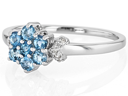Pre-Owned 0.35ctw Ofiki Nigerian Aquamarine With 0.06ctw Zircon Rhodium Over Sterling Silver Ring - Size 9