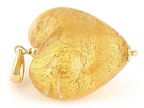 Pre-Owned Il Murano di Francesca Murano Glass 18k Yellow Gold Over Sterling Silver Heart Pendant